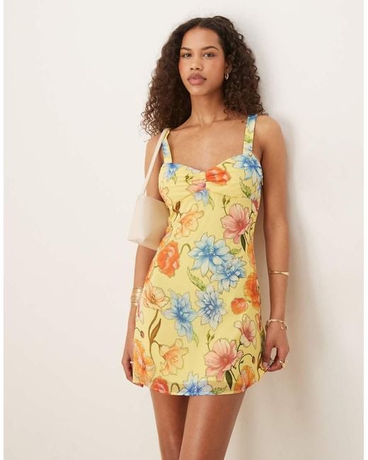 ASOS Natural Lace Up Back Mini Dress