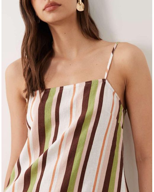 Nobody's Child Pink Dua Linen Blend Square Neck Longline Cami Top Co-Ord