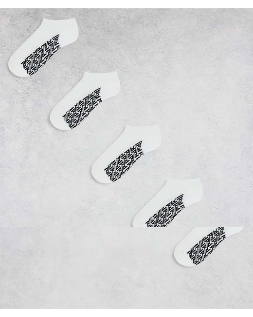 River Island Metallic 5 Pack Rib Monogram Trainer Socks for men