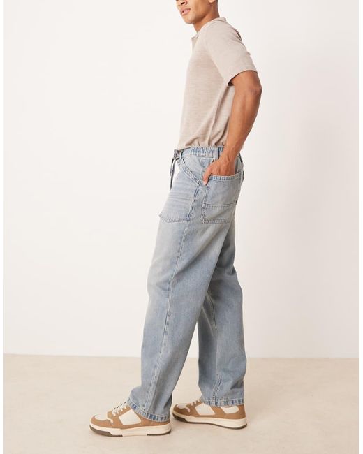 ASOS Blue baggy Jeans With Drawstring for men