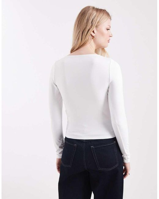 Hollister White Long Sleeve Seamless Wrap Top