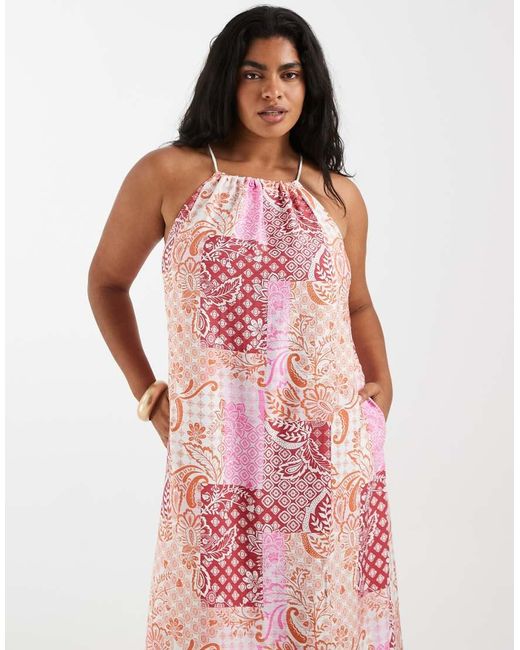 Vero Moda Pink High Neck Trapeze Midi Dress
