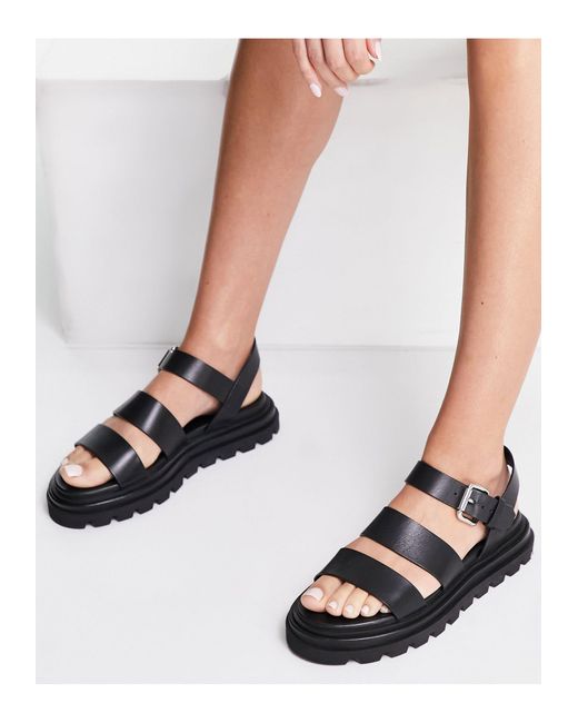 & Other Stories Leather Chunky Strappy Sandals in Black - Lyst