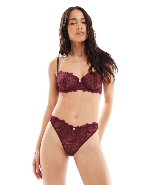 Lindex Red Lydia Lingerie Thong With Rose Detail