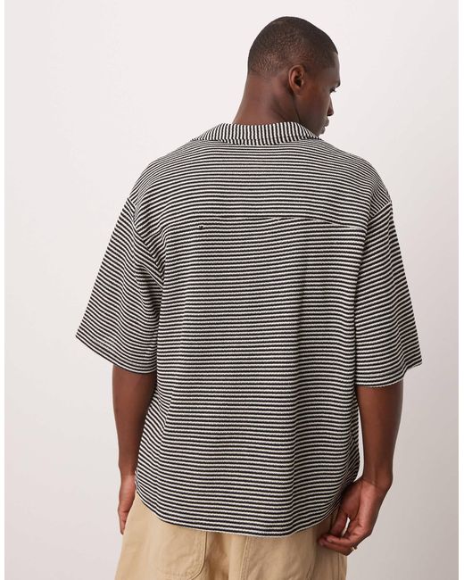 ASOS – kastiges oversize-hemd aus häkelstoff in Gray für Herren