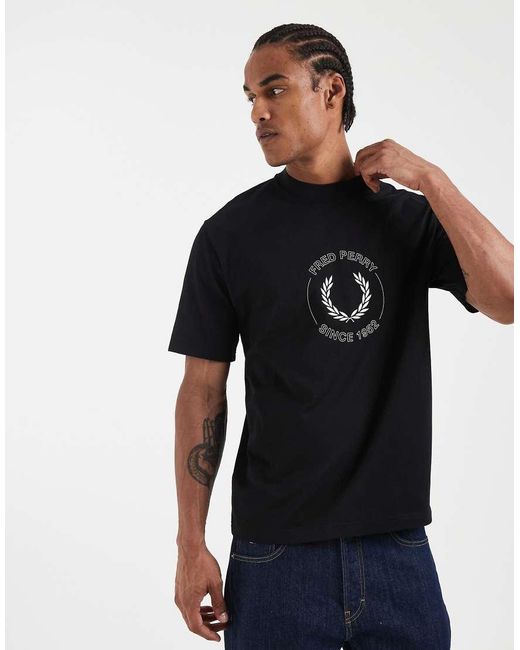 Fred Perry Black Laurel Wreath Logo Graphic T-shirt for men