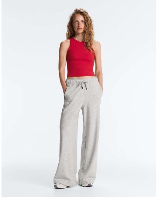 Oysho Red Rib Modal Blend Long Tank Top
