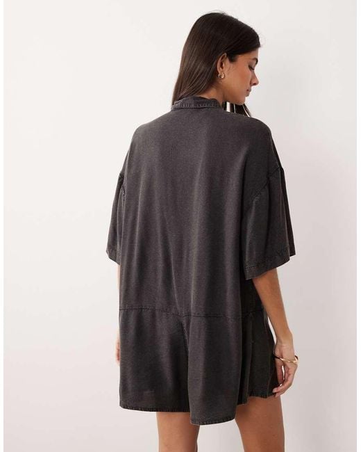 ASOS Black Oversized Shirt Playsuit