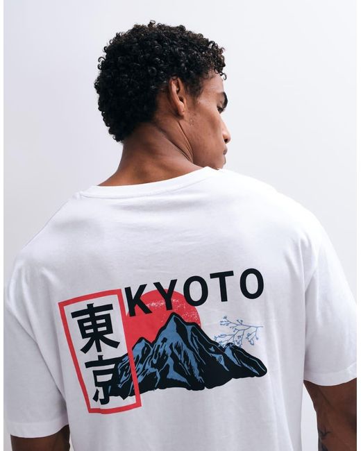 JJ Rebel White Oversized T-shirt With Japanese Back Print for men