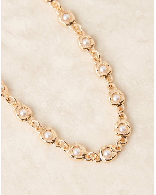 ASOS Blue Molten Link Bracelet With Pearls for men