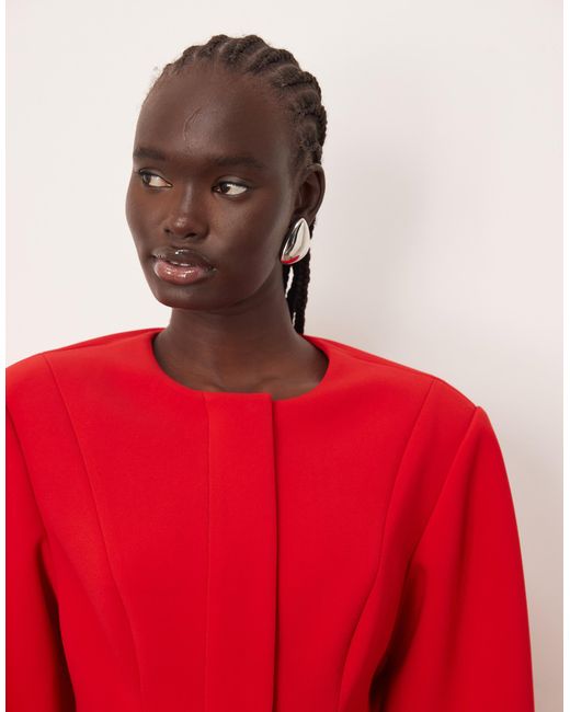 ARRANGE Red Cinched Waist Blazer Dress