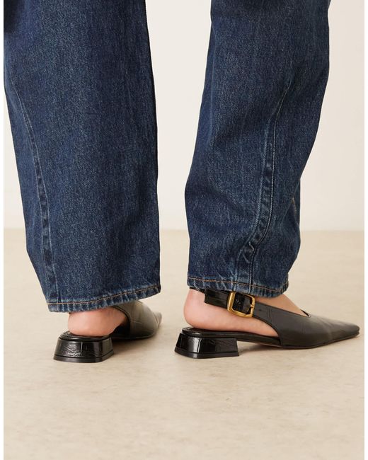 ASOS Natural Loretta Chisel Toe Slingback Ballets