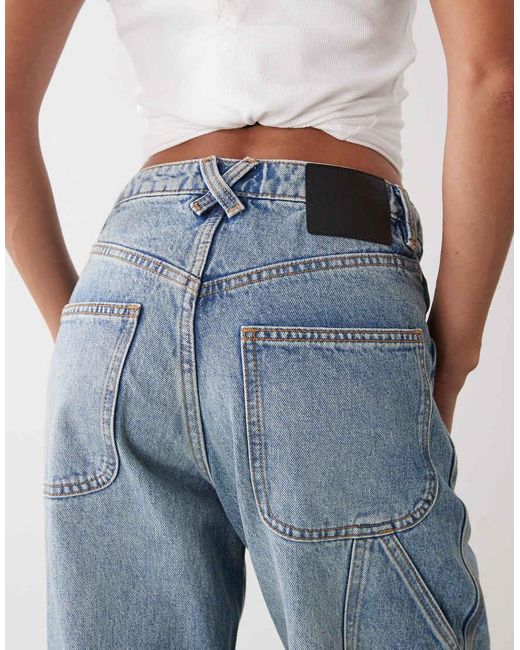 Monki Blue Fever Wide Legworkwear Jeans