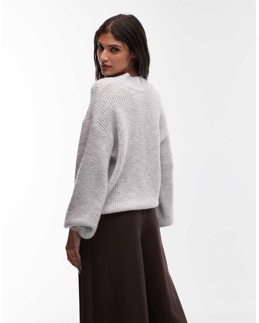 ASOS Gray Knitted Oversized V Neck Jumper