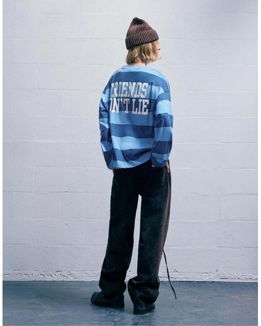 Pull&Bear Blue Stranger Things Striped T-Shirt