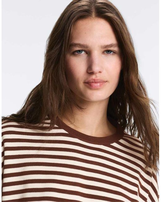 Oysho Brown Long-sleeved Striped Jumper