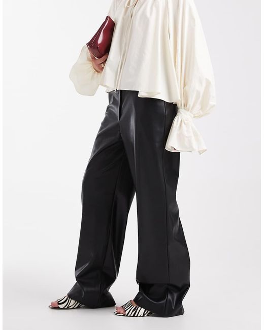 ASOS White Faux Leather Straight Minimal Trouser
