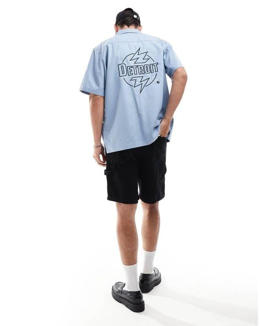 Carhartt Blue Detroit Back Print Shirt for men