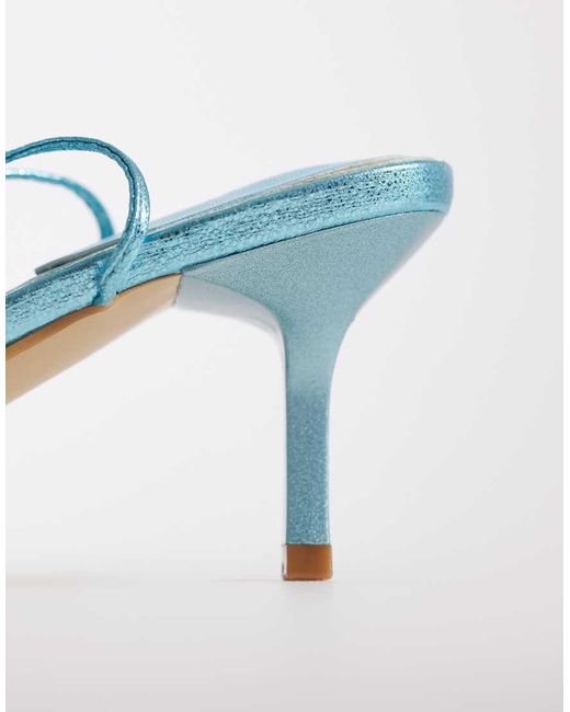 Kaiia Blue Exclusive 00S Strappy Lace Up Diamante Orchid Floral Heeled Sandals