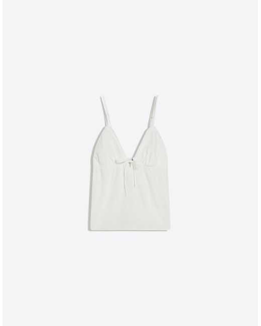 Bershka White Ruffle Strap Top