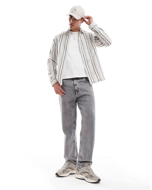 Camicia A Righe Con Tasche Applicate di Another Influence in Gray da Uomo