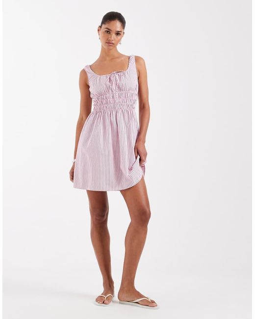 JJXX White Striped Smock Mini Dress