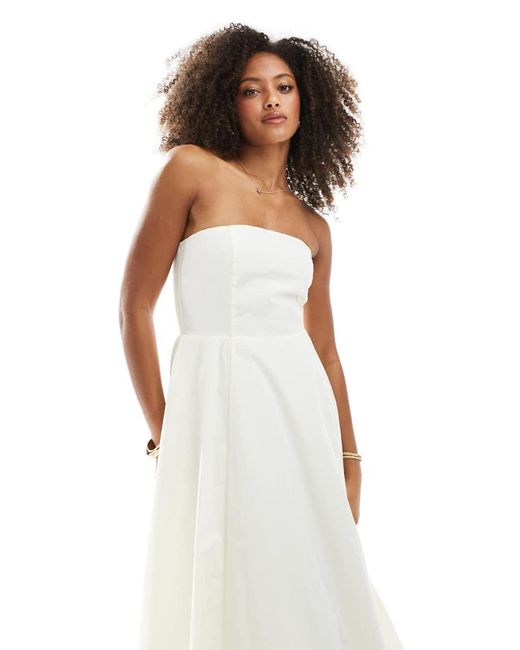 NARRATED White Strapless Midi Dress