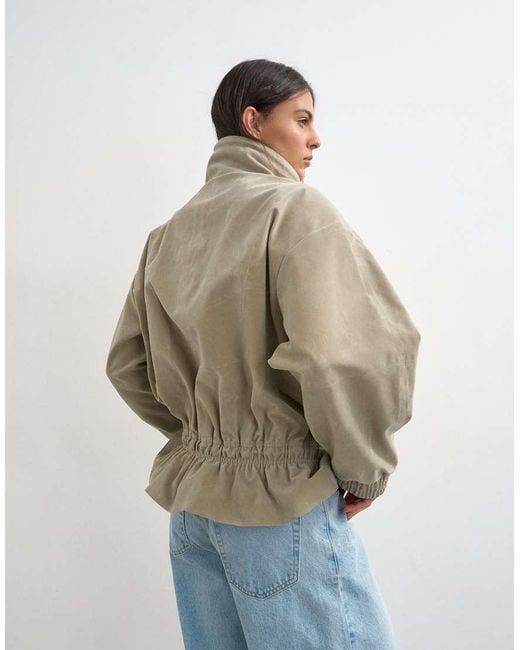 TOPSHOP Natural toggle Waist Leather Look Zip Up Jacket