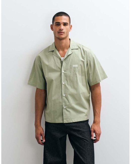 HUGO Green Eligino Relaxed Fit Revere Collar Shirt for men