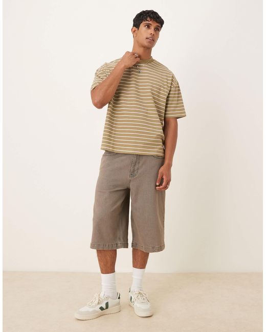 ASOS Natural Longer Length Denim Jorts for men
