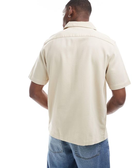 Chemise en piqué avec col à revers - écru Fred Perry pour homme en coloris White