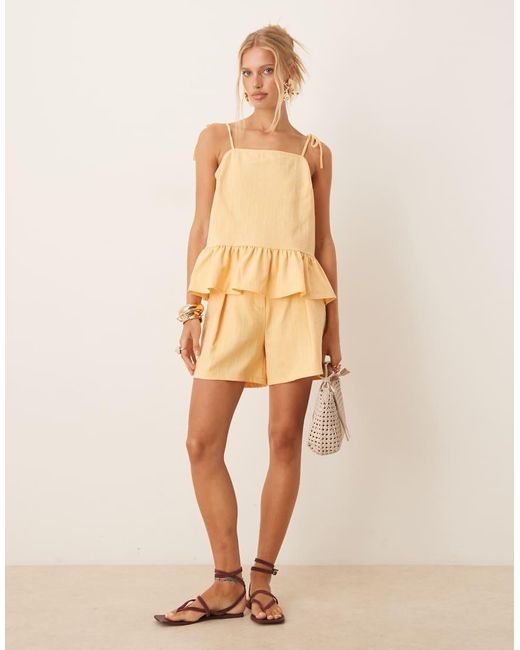 ASOS Natural Tailored Peplum Tie Strap Top Co-ord