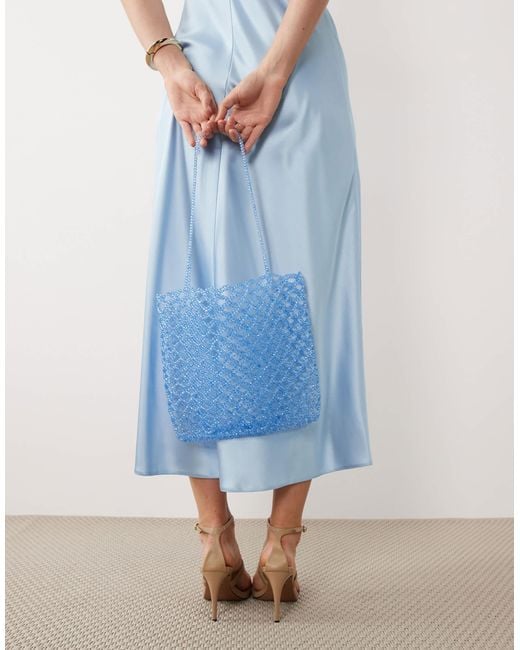 ASOS Blue Beaded Tote Bag