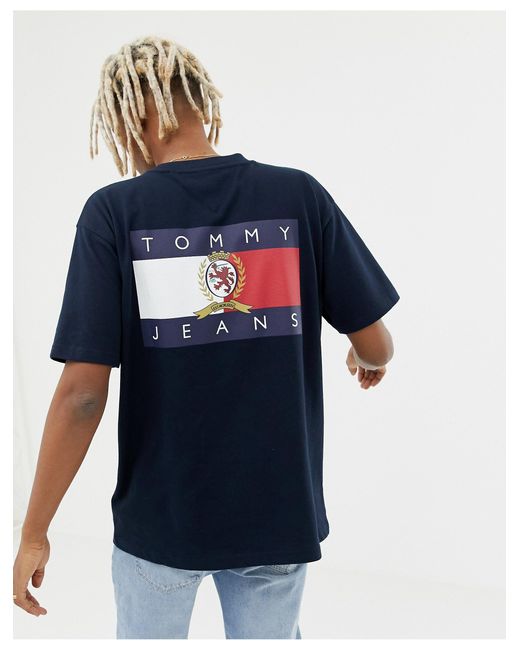 Tommy Hilfiger – 6.0 Limited Capsule – Marineblaues T-Shirt mit  Rundhalsausschnitt und Wappenlogo-Print auf der Rückseite in Blau für Herren  | Lyst DE