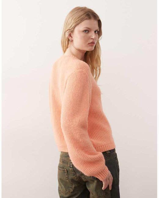 Monki Orange Button Up Knit Cardigan