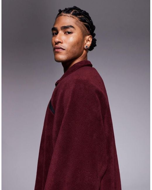 ASOS Men's Red Extreme Oversized Quarter-zip Funnel Neck Fleece