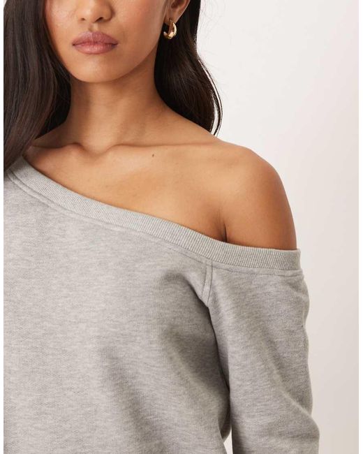 Motel Gray Toria Off Shoulder Sweatshirt