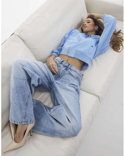 River Island Blue Light Wash Balloon Leg Jeans