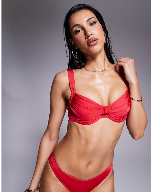 Boux Avenue Orange Knot Front Bikini Top