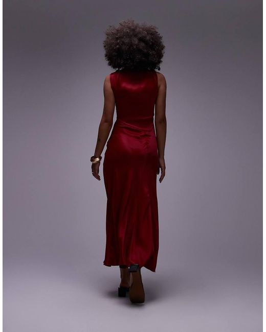 & Other Stories Purple Satin Crepe Midi Dress With Drape Neck