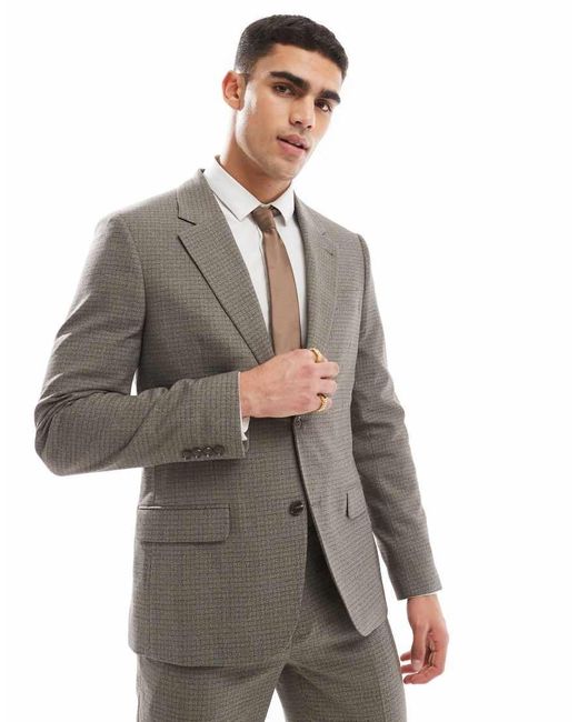 River Island Gray Single Breasted Suit Jacket for men