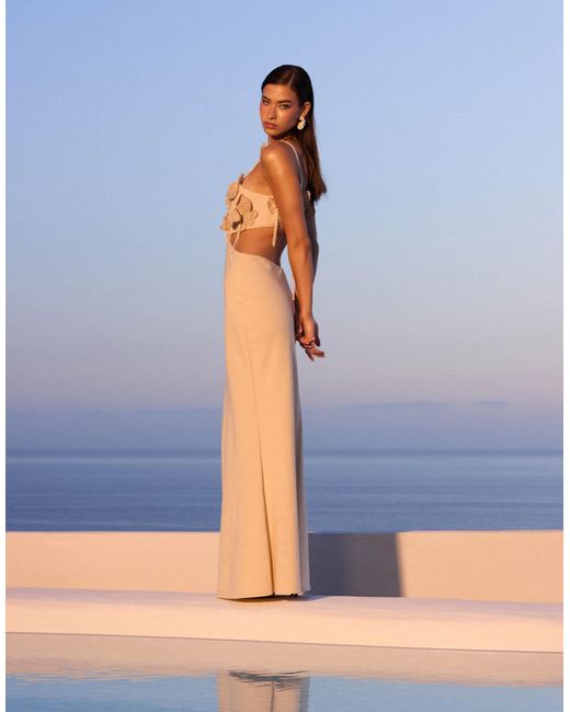 ASOS Blue Crochet Embellished Bust Cut Out Maxi Dress