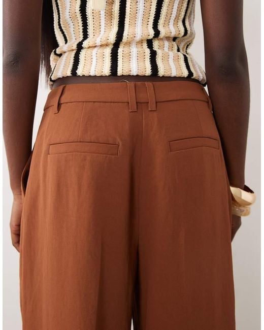 ASOS Brown Tailored Low Rise Fluid Mensy Trousers