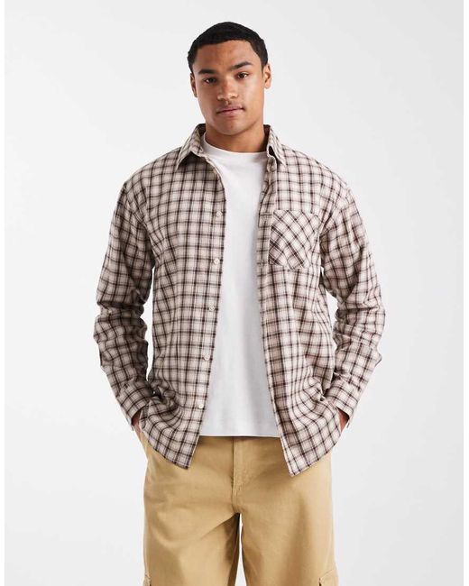 Ralph Lauren CUSTOM FIT long sleeve button down check shirt, men's size L cotton brown type Vintage Second Hand