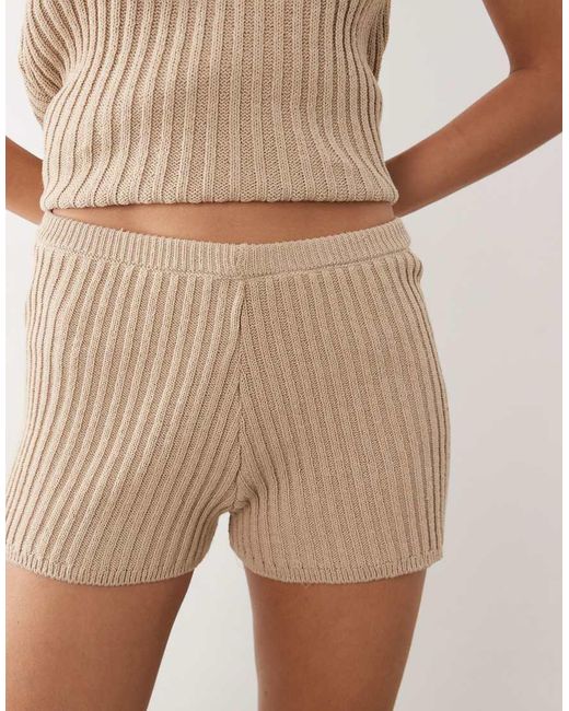 ASOS Natural Knitted Pleated Short Co-Ord
