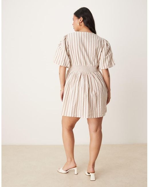 Nobody's Child Natural Scottie Puff Sleeve Mini Dress