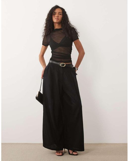 Missy Empire Black Sheer Mesh Slash Neck Baby Tee