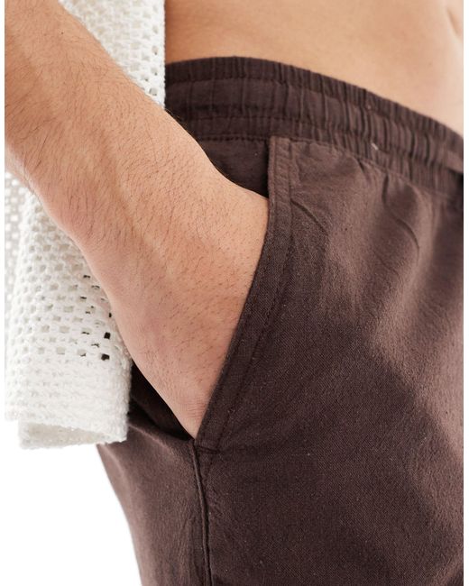 Jack & Jones – locker geschnittene shorts aus leinen in Brown für Herren