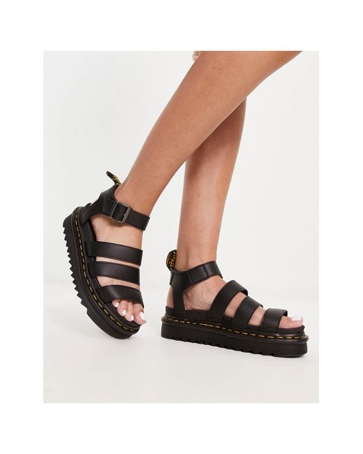 Dr. Martens Vegan Blaire Chunky Sandals in Black | Lyst