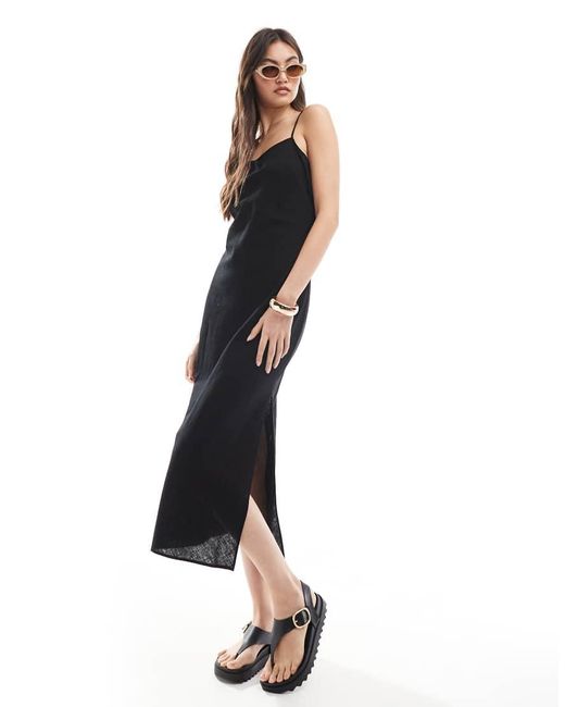 Monki White Linen Midaxi Slip Dress